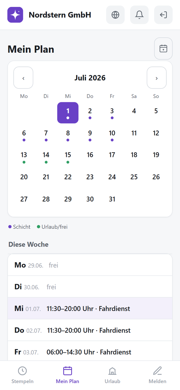 Nordstern App — Mein Plan