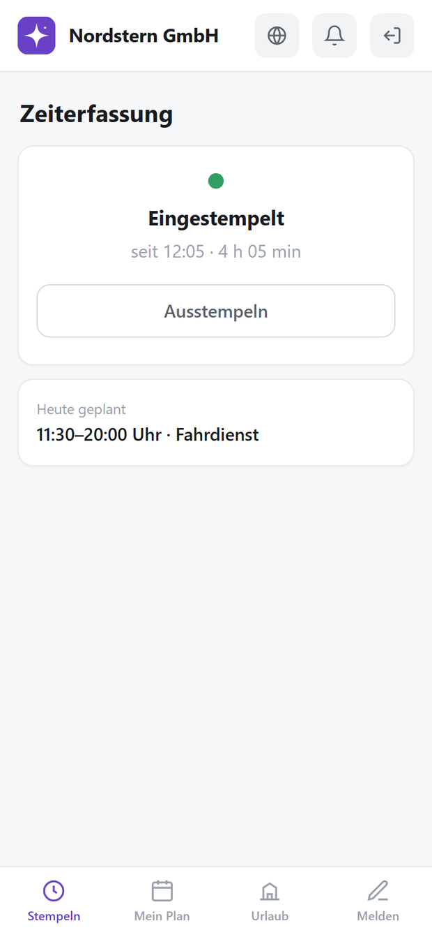 Nordstern App — Stempeln