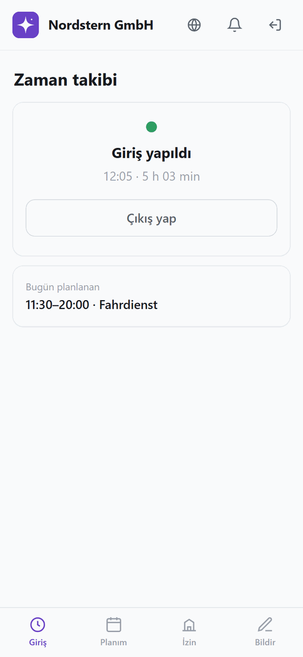 Nordstern App — komplett auf Türkisch