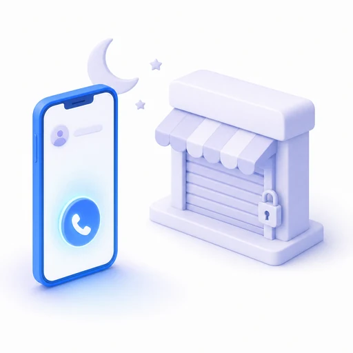 Illustration: ein Telefon leuchtet ruhig neben einem geschlossenen Ladenschild