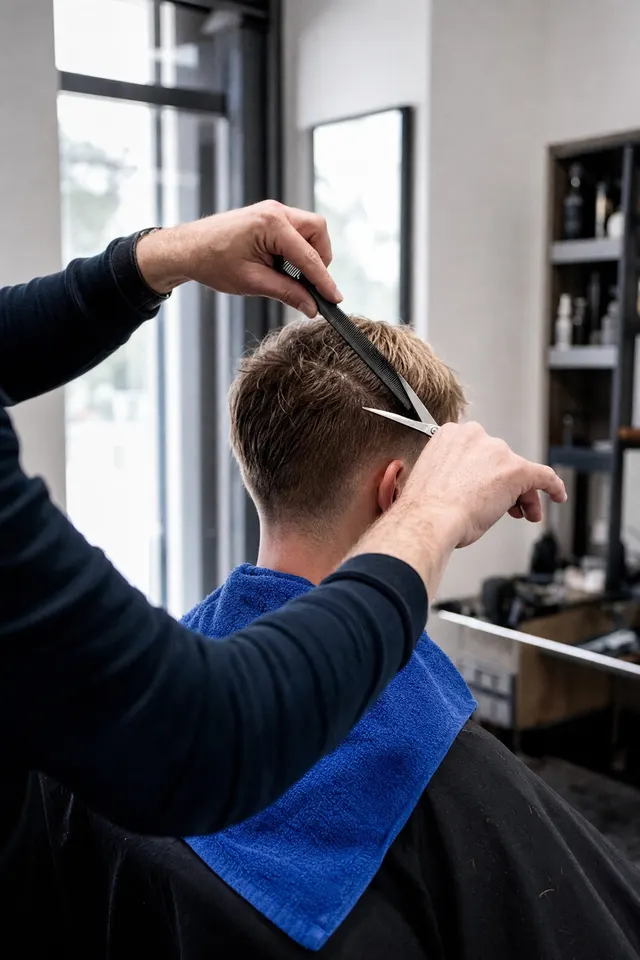 Friseur bei der Arbeit