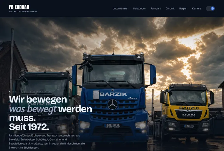 Website von FB Erdbau & Transporte, von modvio gebaut