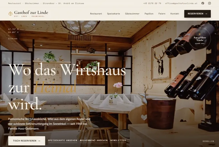 Website des Gasthofs zur Linde, von modvio gebaut